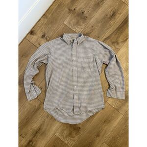 L.L. BEAN vtg vintage M Button 80's casual flannel boxy plaid tattersall check